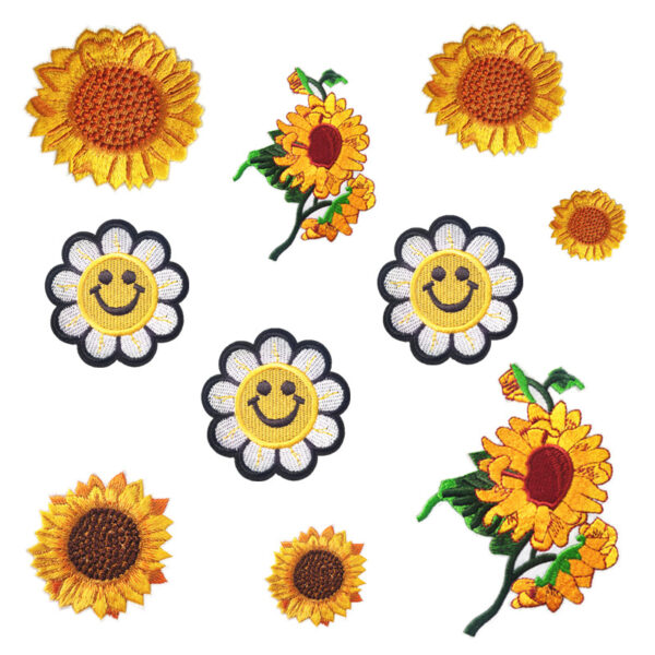 oly-db8e407f707cb7e1ca51435172df82b3 Wholesale Embroidery Sunflower Patch 10 Pcs DIY Clothing Sticker Trendy Gift