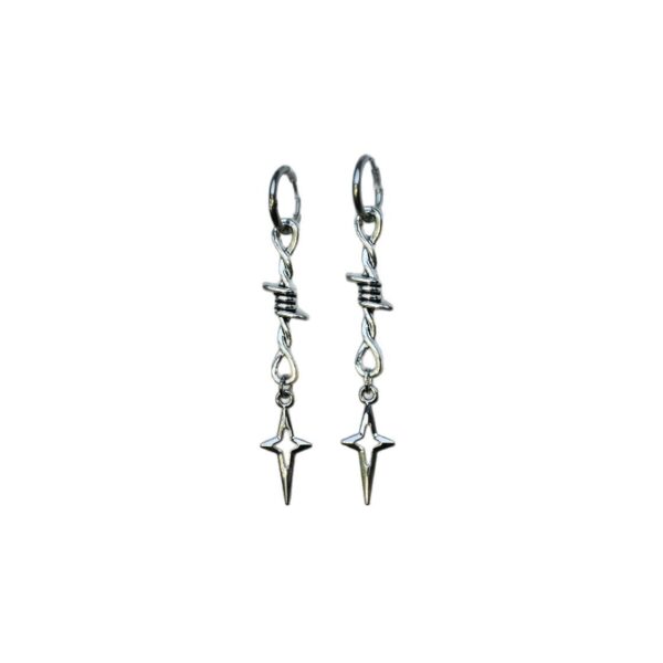 oly-dbbf9b5cdf4635b6821ba2ef37a34d6b Wholesale Silver Electroplated Metal Geometric Pearl Drop Earrings Trendy Gothic Punk Style Jewelry Accessory for Resale