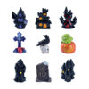 Wholesale Halloween Themed Resin Castle Cross Crow Ornament - Purple Miniature Decor for Home Gift Resale OLY Exclusive