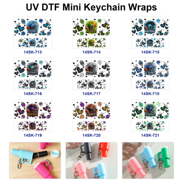 oly-dbd8153970f2698b1296ad7b192d1f23 Wholesale 2/4/8pcs Heart Football Team Graphic Mini Cup Keychain Sticker OLY Exclusive