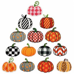 Wholesale Colorful Plaid Pumpkin Embroidered Patch Decorative Accent for DIY Craft and Gift