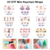 Wholesale 2/4/8pcs Watercolor Fairy Tale Animal Scenery Print Mini Cup Keychain Sticker
