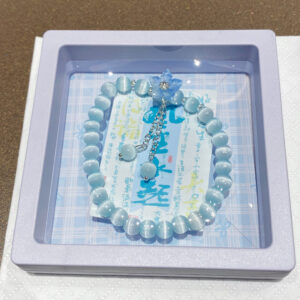 Blue cat eye glass flower bracelet box with cardboard