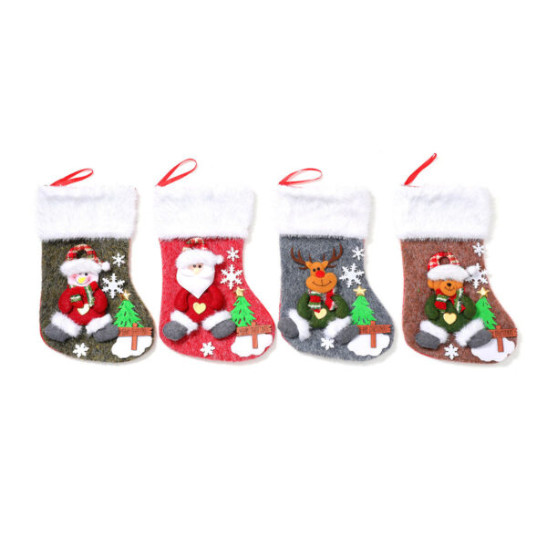 Wholesale Korean Style Christmas Stocking Decorative Gift Bag Polyester Cartoon Design Holiday Home Decor Accessory