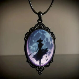 oly-dc326a8dae149e6a2dada2340c871090 Wholesale Black Gothic Witch Oval Pendant Necklace Halloween Gothic Jewelry Accessory for Party Gift