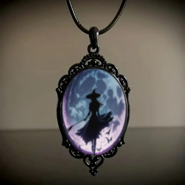 oly-dc326a8dae149e6a2dada2340c871090 Wholesale Black Gothic Witch Oval Pendant Necklace Halloween Gothic Jewelry Accessory for Party Gift