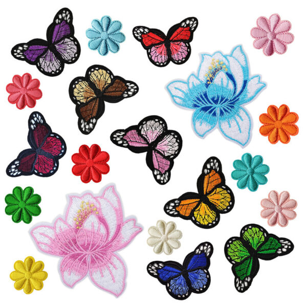 oly-dc379d412af3101ae6e5e1e598a07ea1 Wholesale Fashion Embroidered Butterfly Flower Patches 20 Pack Decorative Appliques for Clothing Bags