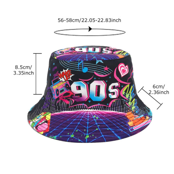 Wholesale 90s Retro Reversible Fisherman Hat with Digital Print Sun Protection Hat for Casual Outdoor
