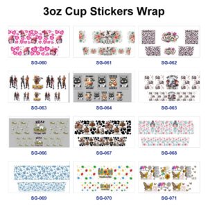 Wholesale 8pcs Cute Animal 3oz Cup Stickers Wrap