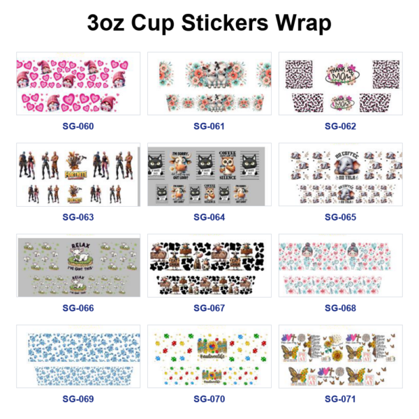 Wholesale 8pcs Cute Animal 3oz Cup Stickers Wrap