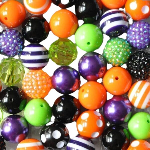 oly-dc57eabf0c28c447ad7f3bb625e15a1b Wholesale Acrylic Loose Beads 50pcs Halloween Colors Chunky 20mm for DIY Jewelry Making Craft Supply