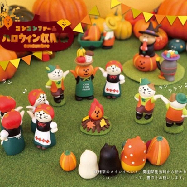Wholesale Japanese Zakka Style Cartoon Cat Miniature Resin Figurine Halloween Theme Decorative Accent for Home or Gift