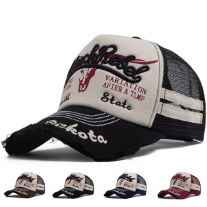 Wholesale Distressed Embroidery Trucker Hat Men Summer Baseball Cap Vintage Mesh Cap Fashion Accessory