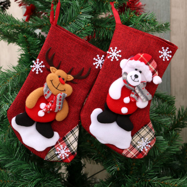 oly-dc8861e222828b8dd079fdcc2124ddc9 Wholesale Medium Linen Christmas Stocking with Santa Design Holiday Decoration Home Decor Gift