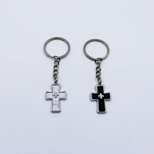 oly-dc8ab687ba4b78da002dcc5392798c8b Wholesale Pink Metal Double Cross Keychain European Style Car Key Accessory Boutique Gift