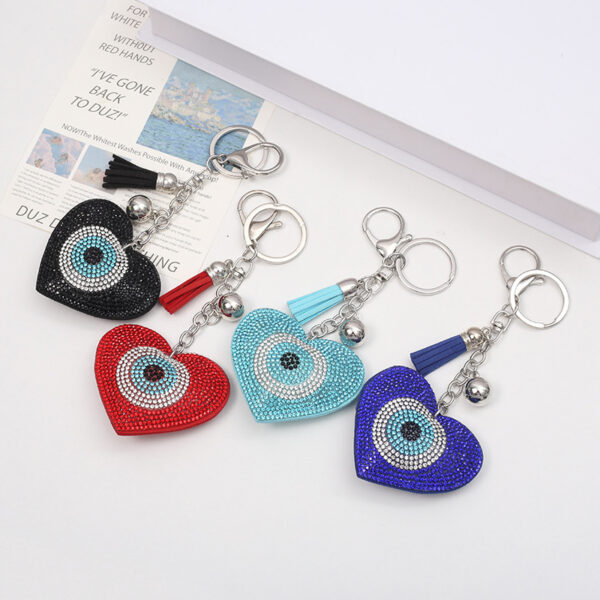 oly-dc91cd9ab5a53a267f7623f98914f25e Wholesale Evil Eye Red Rhinestone Keychain with Tassel Fashion Accessory for Bag Car Key