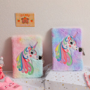oly-dc983501ae9319855ccefd85235f7087 Wholesale Plush Unicorn Lock Diary Notebook for Students Trendy Journal