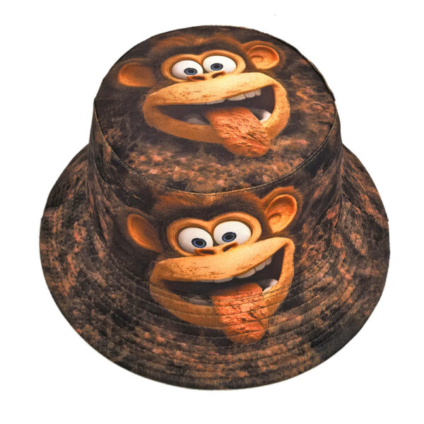 Wholesale Reversible Monkey Print Bucket Hat Trendy Sun Protection for Outdoor Beach Travel Resale Accessory
