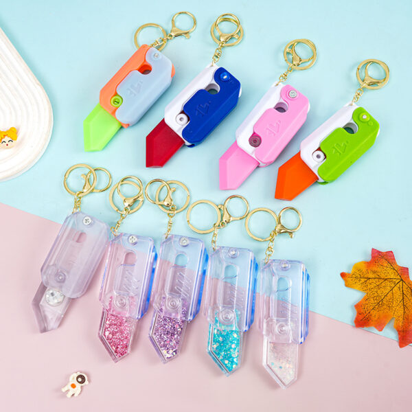 Wholesale Acrylic Cartoon Radish Knife Stress Relief Keychain Gift for Students and Couples