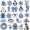 Wholesale Trendy Winter Cartoon Embroidered Patches Snowman Penguin Blue Embroidery Badges DIY Accessory