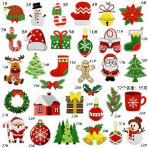 Christmas cloth stickers set of 32 pieces