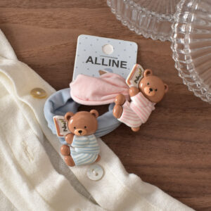 5# Blue and Pink Pajama Bear Hair Tie - 2pcs