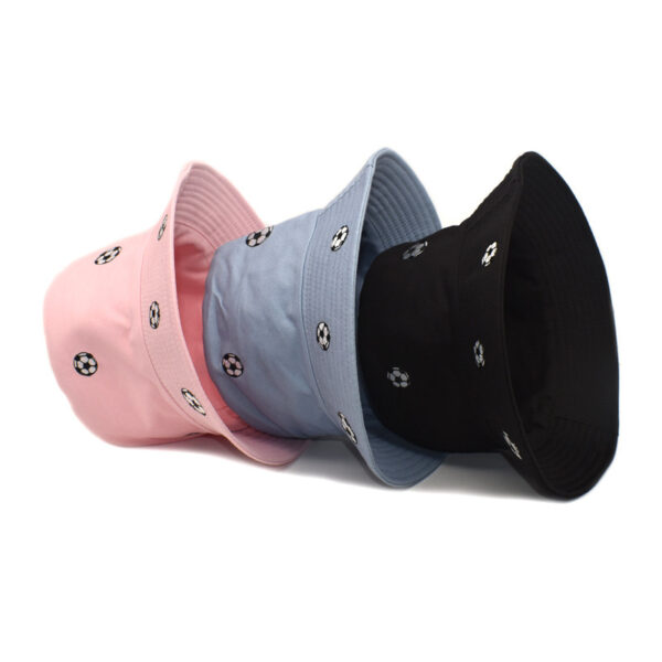 Wholesale Korean Style Football Embroidered Fisherman Hat Wide Brim Sun Protection Casual Unisex