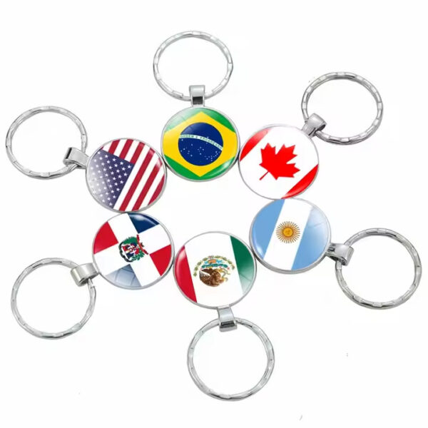 Wholesale European National Flag Metal Keychain Decorative Accessory Gift