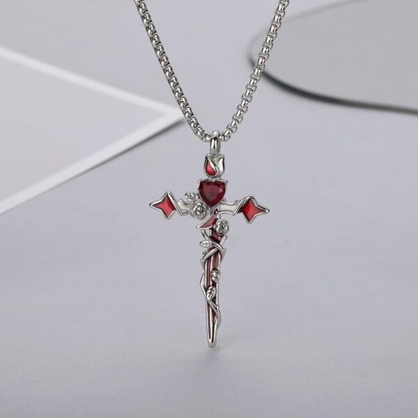 oly-dd7a692ad0f2e9396c879a313337338f Wholesale Stainless Steel Cross Pendant Necklace with Heart Design Layering Jewelry for Party Gift