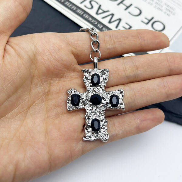 Wholesale Fashion Rhinestone Cross Pendant Keychain Decorative Car Accessory