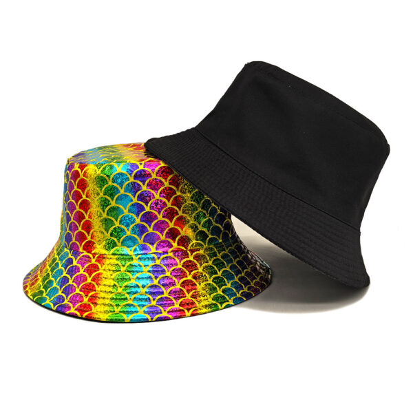 oly-ddbb7480b54586b69cc49bee0b9da85d Wholesale Double Sided Fish Scale Pattern Bucket Hat Unisex Sun Protection Cap for Everyday