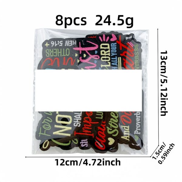 oly-ddbc1324fb846d5f8fc0260c09423db5 Wholesale Colorful English Embroidered Iron-On Patch Set - 8 Pcs Decorative Accent for Clothing Bags