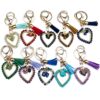 Wholesale Chic Natural Stone Heart Tassel Keychain Amethyst, DIY Bag Charm for Resale
