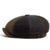 Wholesale British Vintage Wool Octagonal Cap Stylish Newsboy Beret Winter Khaki