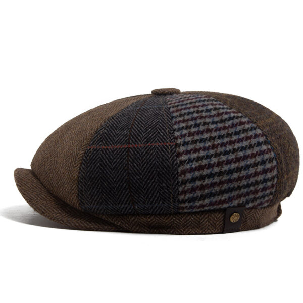 Wholesale British Vintage Wool Octagonal Cap Stylish Newsboy Beret Winter Khaki