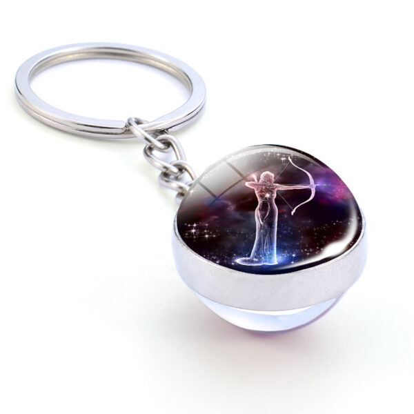 Wholesale 12 Zodiac Glow in the Dark Glass Ball Keychain Stylish Car Key Accessory for Birthday Gift