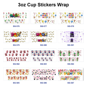 Wholesale 8pcs Sweet Cursive Alphabet 3oz Cup Stickers Wrap OLY Exclusive
