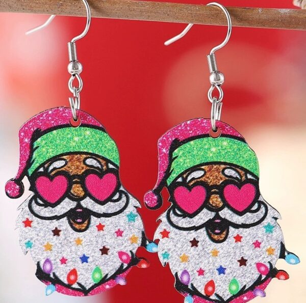 oly-de06f112f5fcb011400132b6f1171896 Wholesale Christmas Santa Flat Acrylic Earrings Fashion Cartoon Jewelry Accessory for Party Gift or Boutique