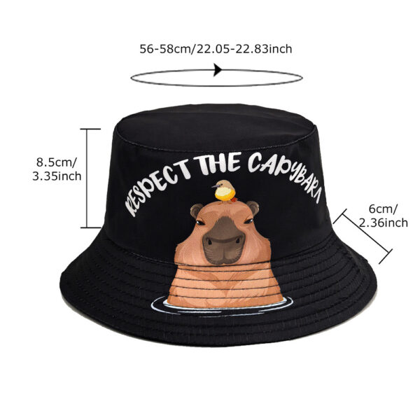 Wholesale Cartoon Capybara Bucket Hat Trendy Black Sun Protection Outdoor Hat for Men Women