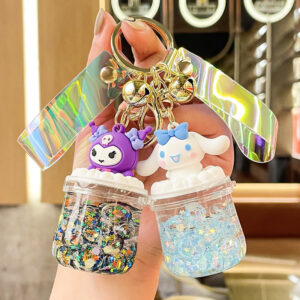 Wholesale Glowing Bubble Bead Liquid Sand Keychain Trendy Car Ornament Decorative Accessory Gift OLY Exclusive