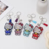 Wholesale Cartoon Cat Rhinestone Leather Keychain Bag Charm Pendant for Gift OLY Exclusive