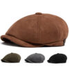 Wholesale Suede Octagonal Hat Retro Newsboy Cap Winter Warm Everyday Gift for Men Women