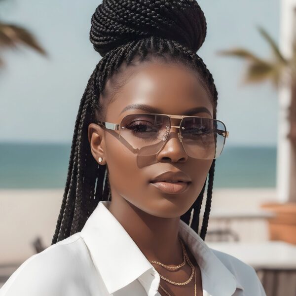 oly-de400aba2f024bb212e614b93fc7d25c Wholesale Trendy Frameless Double Bridge Metal Sunglasses for Women Gold Frame Grey Lens UV400, Perfect for Daily Wear Driving and Gift