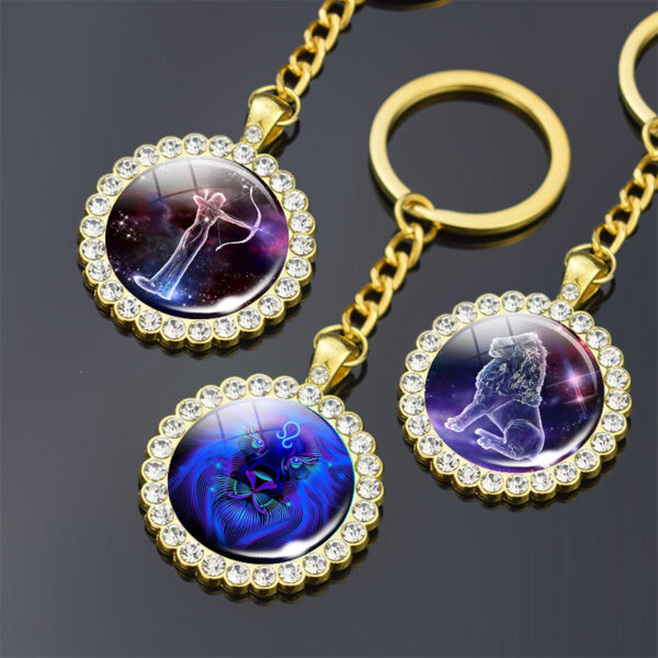 Wholesale Crystal Constellation Keychain Charm Trendy Bag Charm and Car Key Accessory for Women