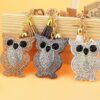 Wholesale Owl Rhinestone Tassel Keychain Bag Charm Decorative Accessory