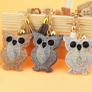 oly-de5ba1cca0f065df08ff9015e8d02b17 Wholesale Owl Rhinestone Tassel Keychain Bag Charm Decorative Accessory