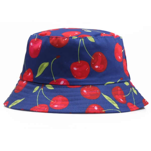 oly-de71461b605fef40525504f4a9fa0e63 Wholesale Chic Cherry Print Fisherman Hat Flat Top Curling Brim Cotton Polyester Summer Hat Resale