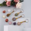 oly-de71a795bfc2b64afc1ed613930b6ce5 Wholesale Natural Amethyst Tiger Stone Keychain Adjustable Mesh Bag Charm Decorative Key Ring