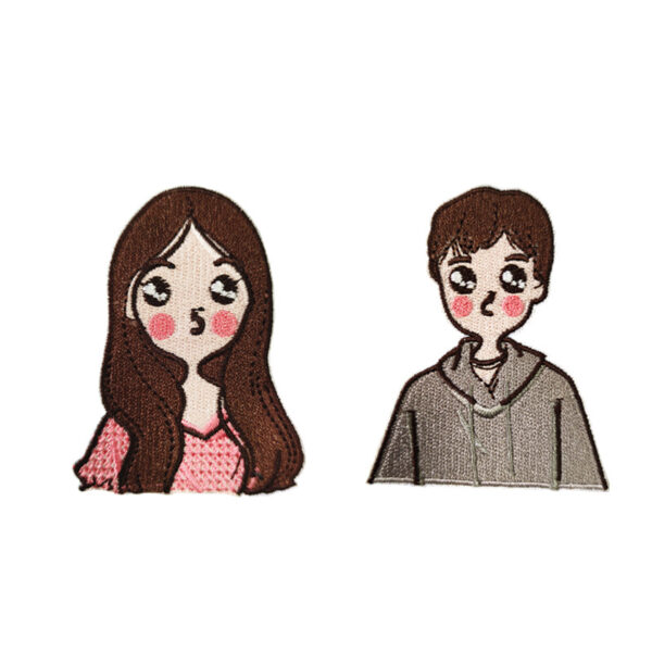 oly-de78a5f5e2c8e5414fd9f731a4dd6afd Wholesale Trendy Couple Cartoon Self-Adhesive Embroidery Patches Set of 8 DIY Clothing Stickers Boutique Accessory