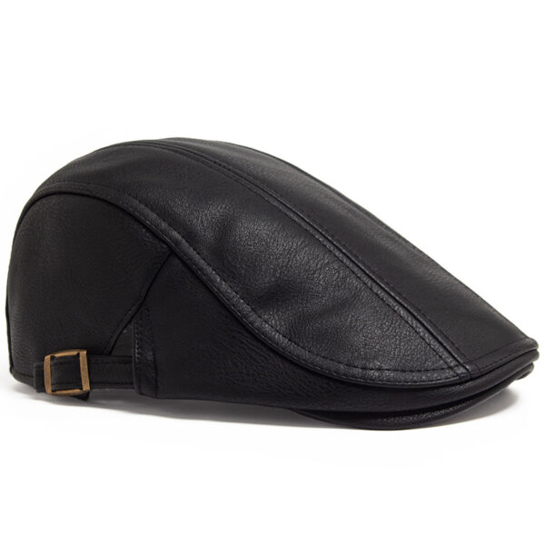 Wholesale PU Leather Men's Beret Hat Autumn Warm Adjustable Fashion Accessory